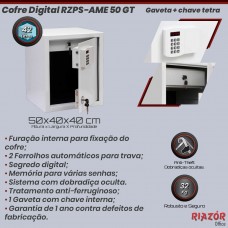 Cofre Digital RZPS-AME 50 GT com 1 gaveta e chave tetra